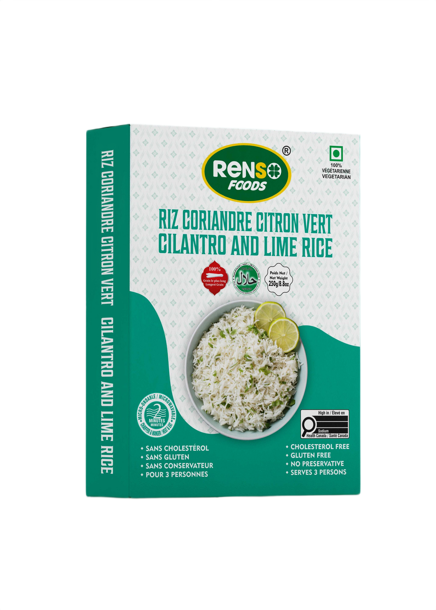 RENSO Microrice Riz Coriandre et Citron Vert (250g, 24 boîtes/caisse)