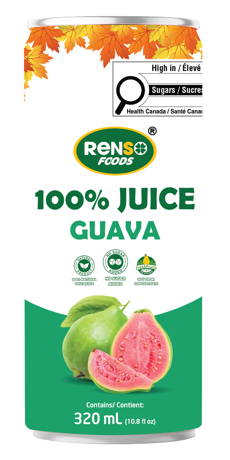 Jus de goyave REXSO 100 % (320 ml, 24 canettes/caisse)