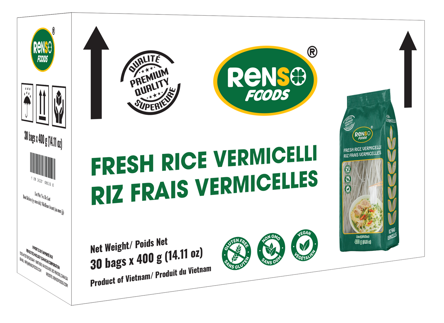 Bún Tươi Cao Cấp RENSÕ (400g, 30 gói/thùng)