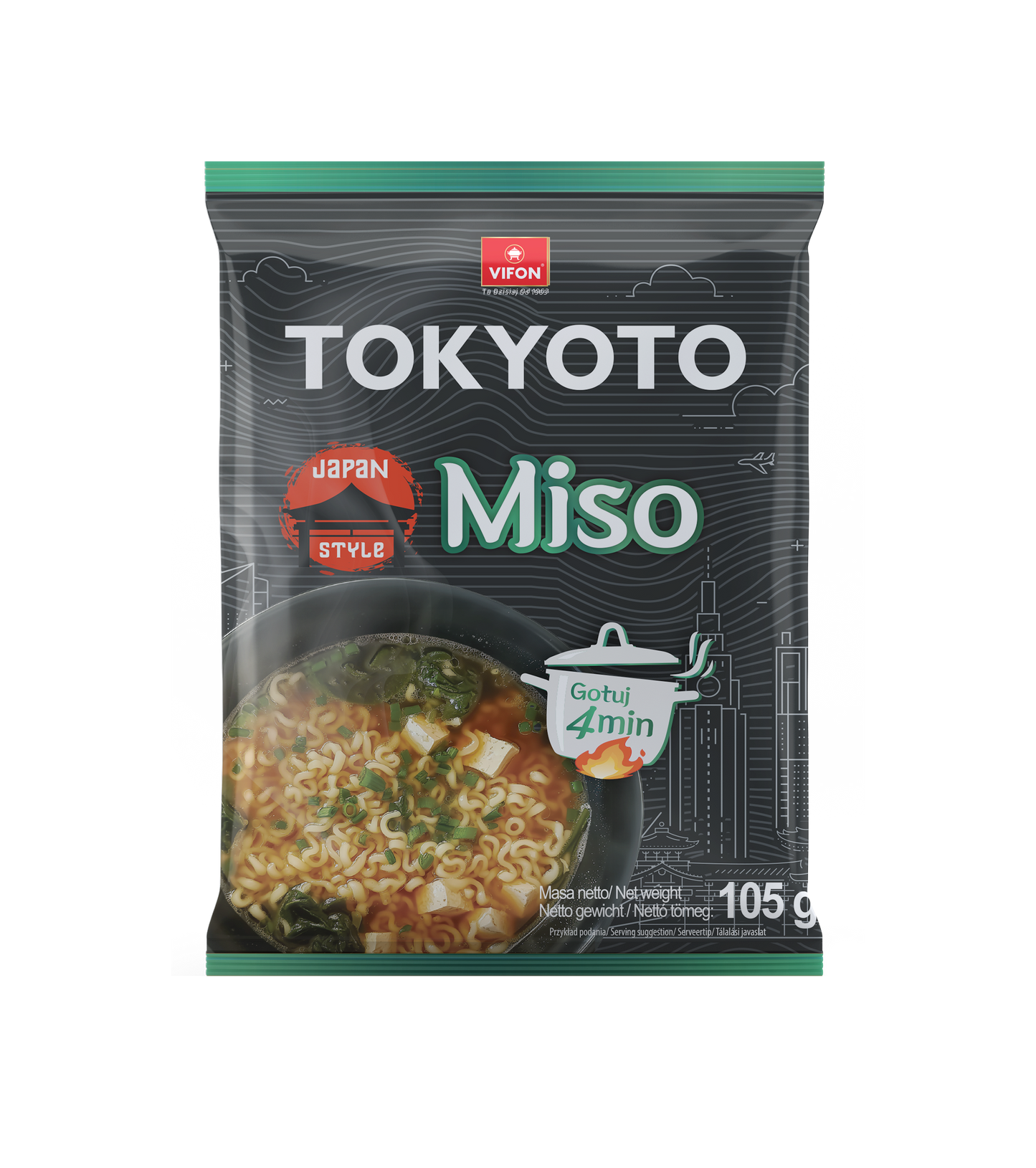 Mì ăn liền VIFON Tokyoto Hương vị Miso (105g, 20 gói/thùng)