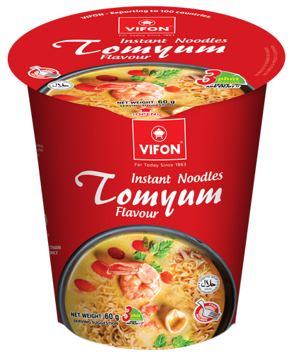 Mì VIFON Ăn Liền Ly Hương Vị Tom Yum Thái (60g, 24 ly/thùng)