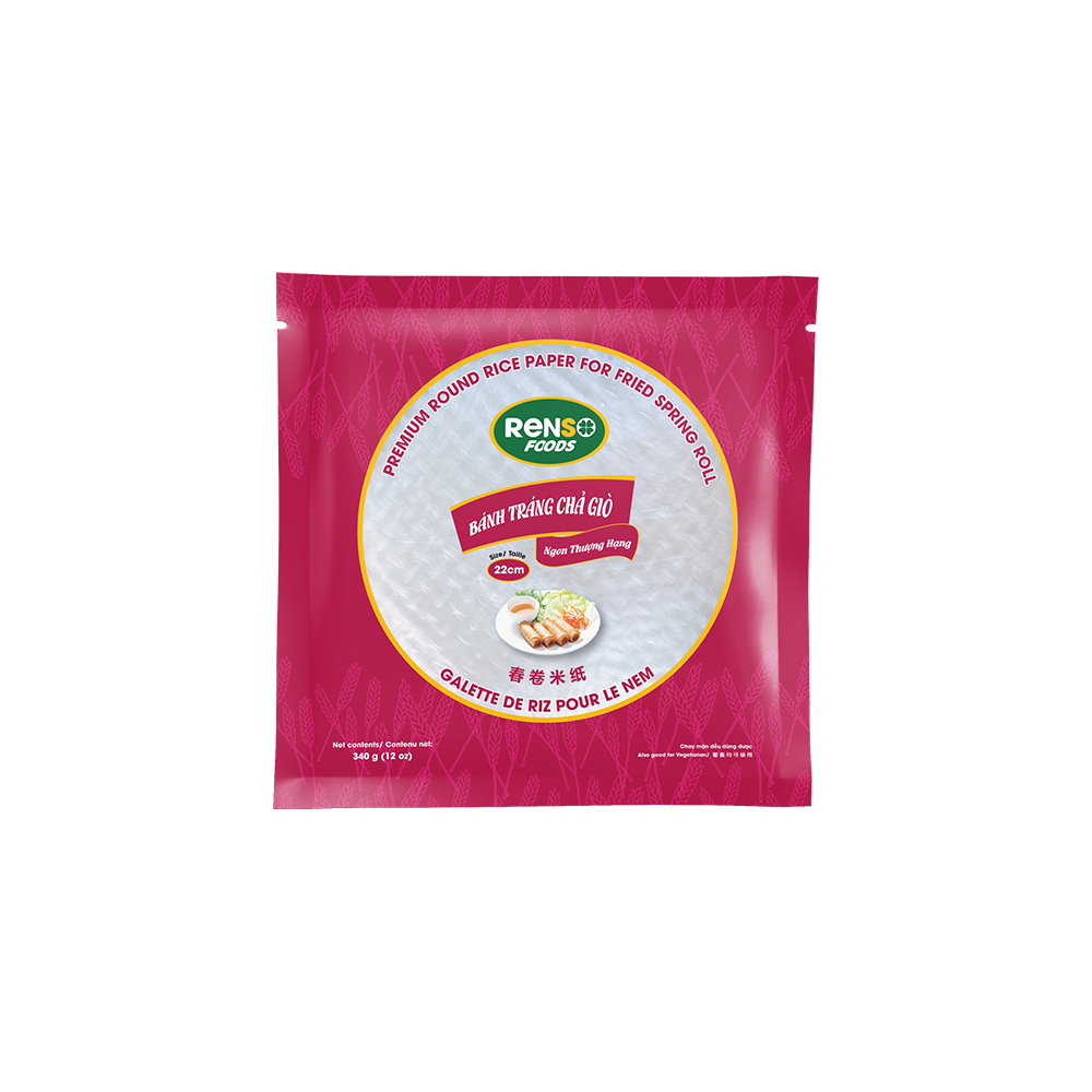 Renso Premium Galettes de Riz Rondes pour Nems (22cm, 340g, 44 sacs/caisse)