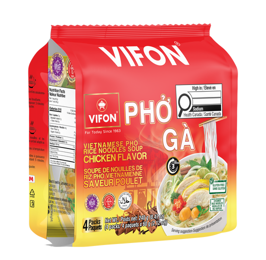 VIFON 越南风味速食米粉 鸡肉味 (60克, 4袋/包, 6包/箱)