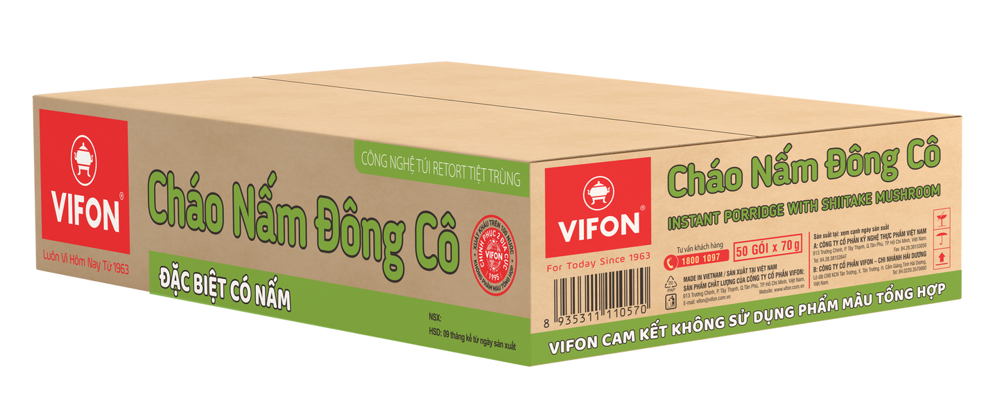 VIFON 香菇速食粥 (70克, 50袋/箱)