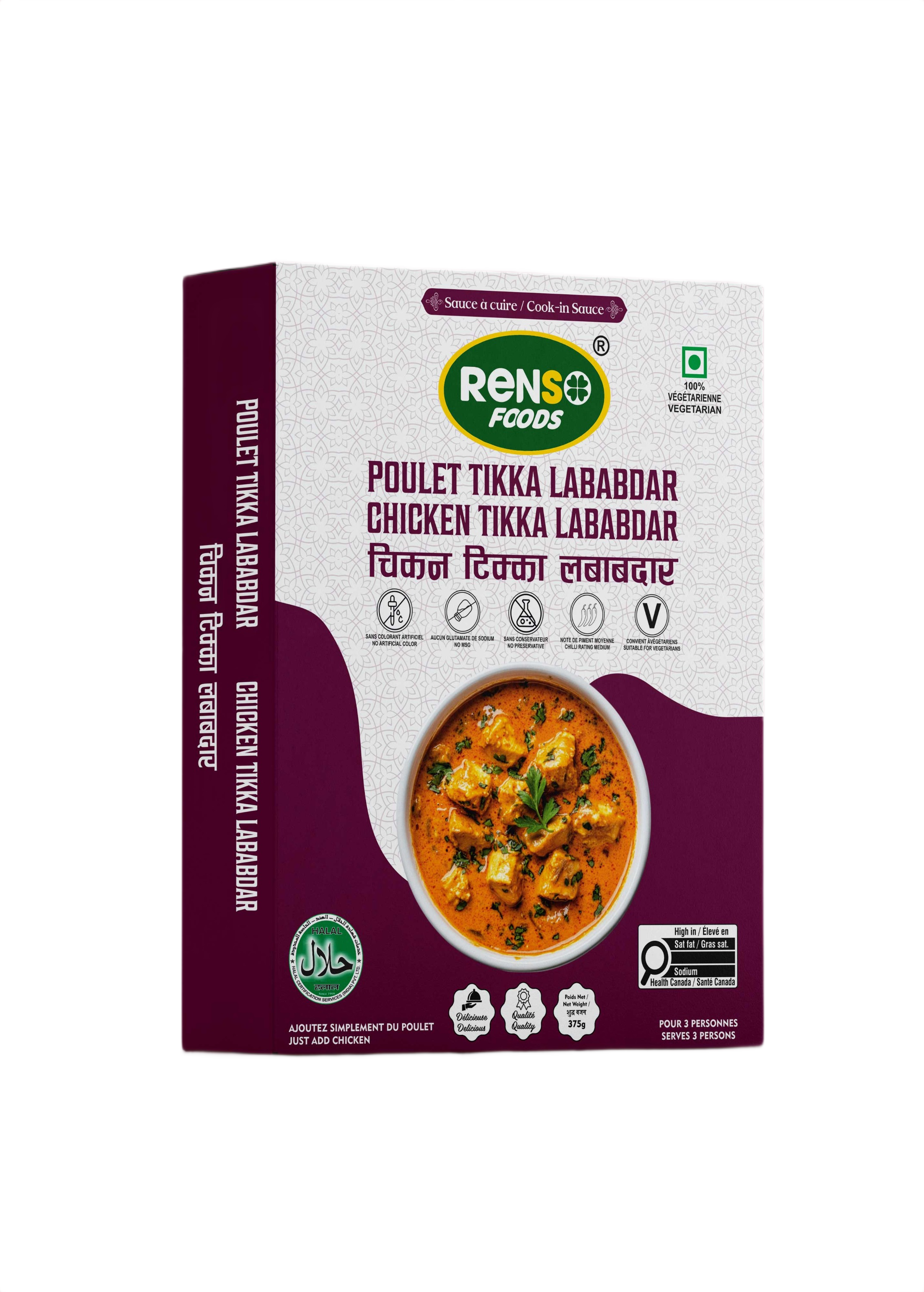 Xốt gà Tikka Lababdar RENSO (375g, 24 hộp/thùng)