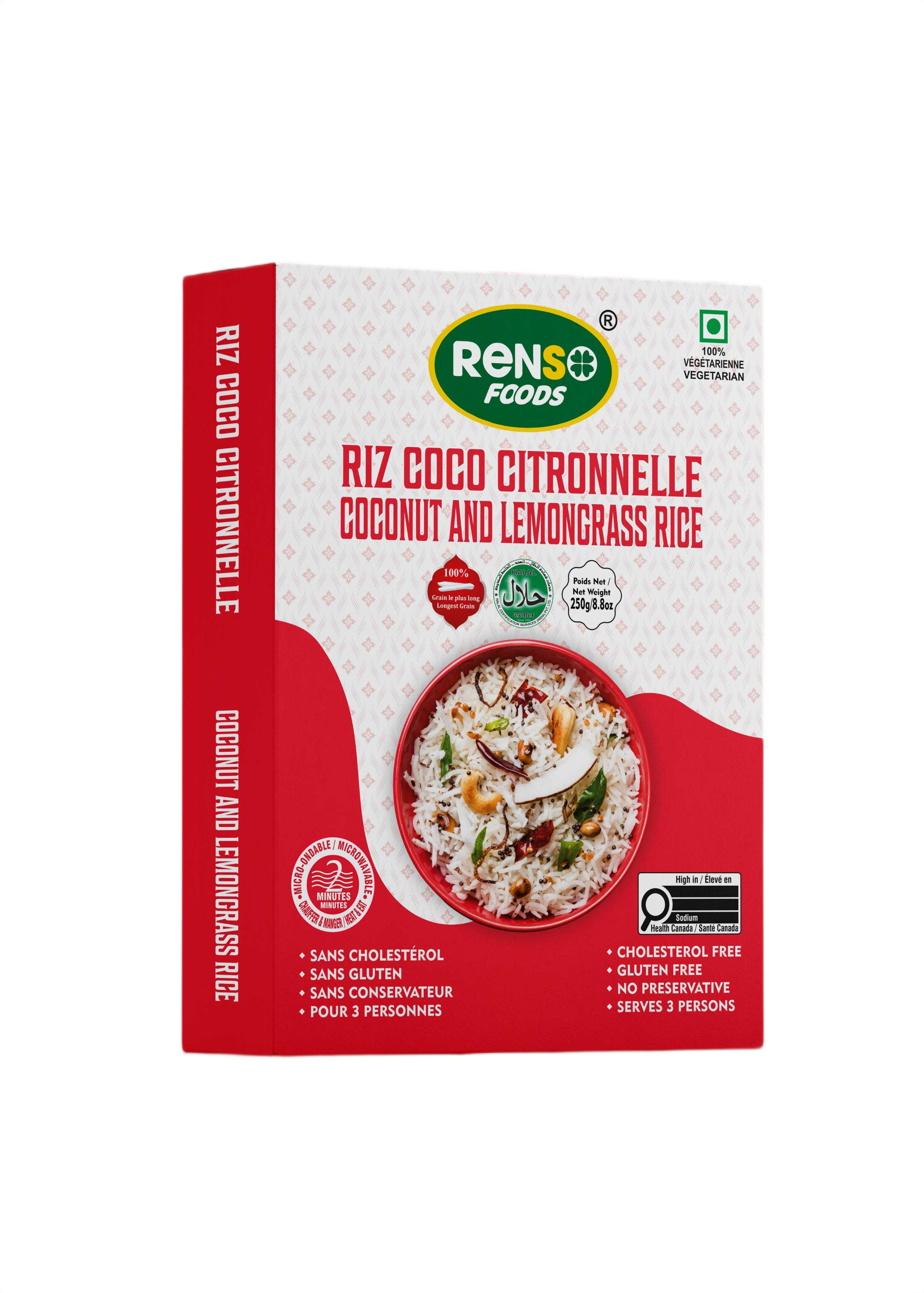 Gạo RENSOS Microrice Dừa & Sả (250g, 24 hộp/thùng)