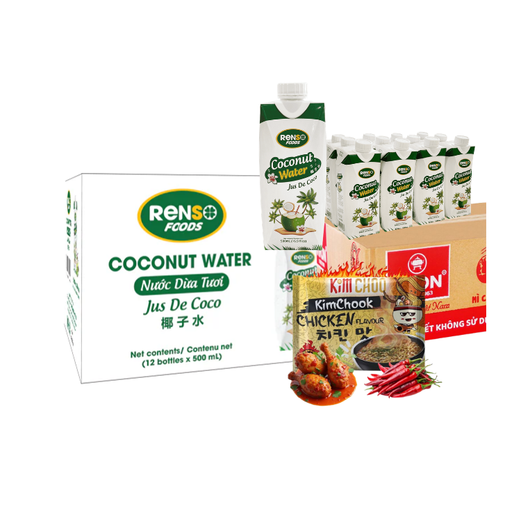 🔥 套餐优惠：1箱RENSO椰子水500ml + 1箱VIFON Kimchook鸡肉味