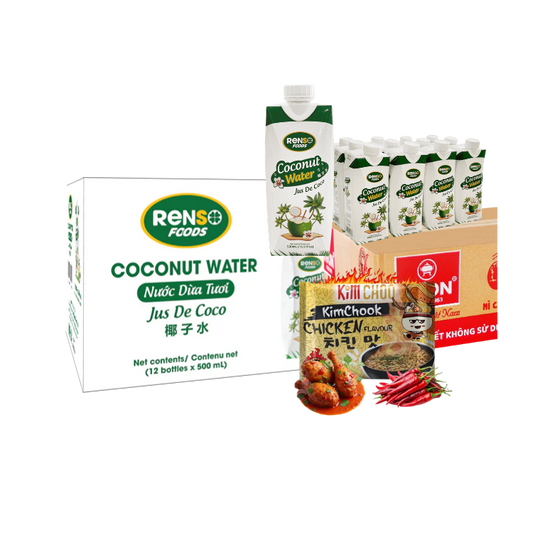 🔥 套餐优惠：1箱RENSO椰子水500ml + 1箱VIFON Kimchook鸡肉味