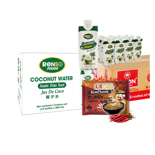🔥 套餐优惠：1箱RENSO椰子水500ml + 1箱VIFON Kimchook咖喱鸡味