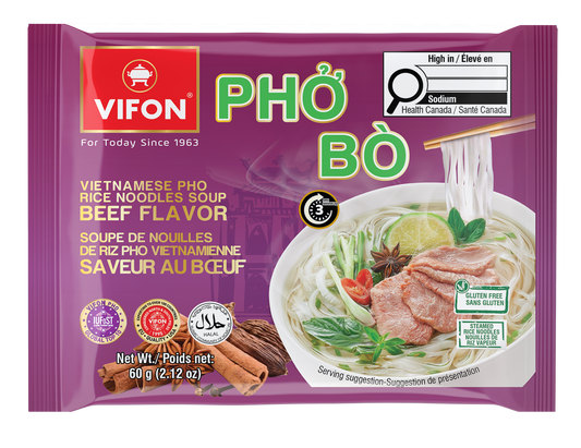 VIFON 越南风味速食米粉 牛肉味 (60克, 4袋/包, 6包/箱)