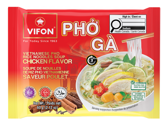 VIFON 越南风味速食米粉 鸡肉味 (60克, 4袋/包, 6包/箱)