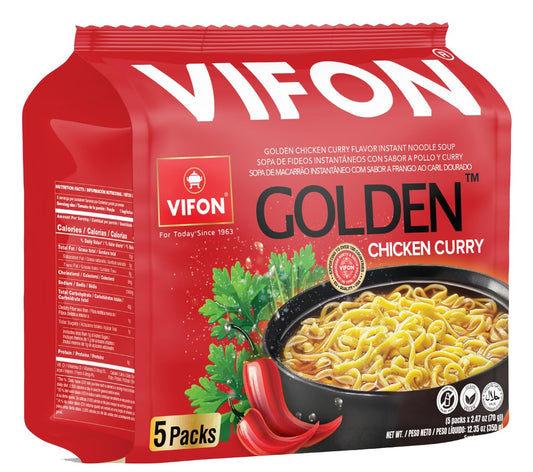 VIFON Golden Chicken Curry Flavor Noodle Soup (70g, 5packs/bag, 30packs/case)