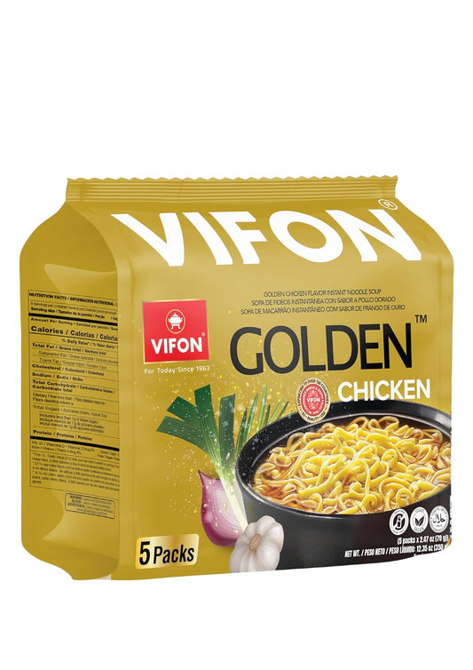 VIFON Golden Chicken Flavor Noodle Soup(70g, 5packs/bag, 30packs/case)