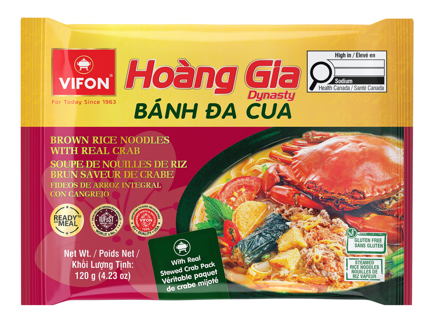 Mì gạo lứt ăn liền VIFON Hoàng Gia vị cua (120g; 18 gói/thùng)