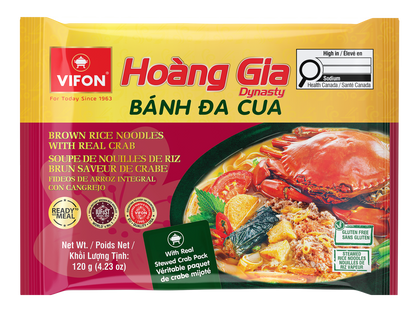 Mì gạo lứt ăn liền VIFON Hoàng Gia vị cua (120g; 18 gói/thùng)