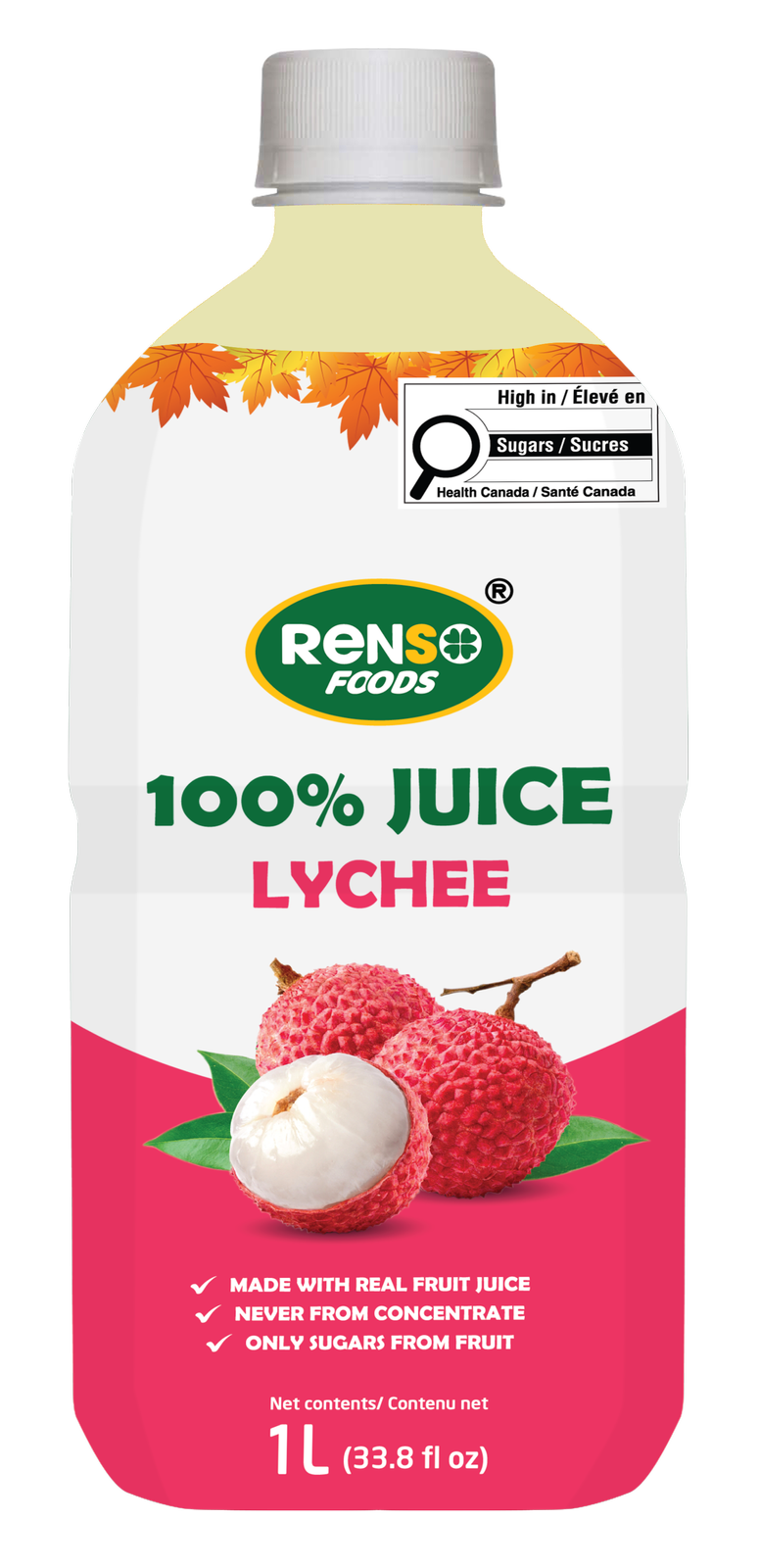 RENSO 100%果汁荔枝（1升，12瓶/箱）