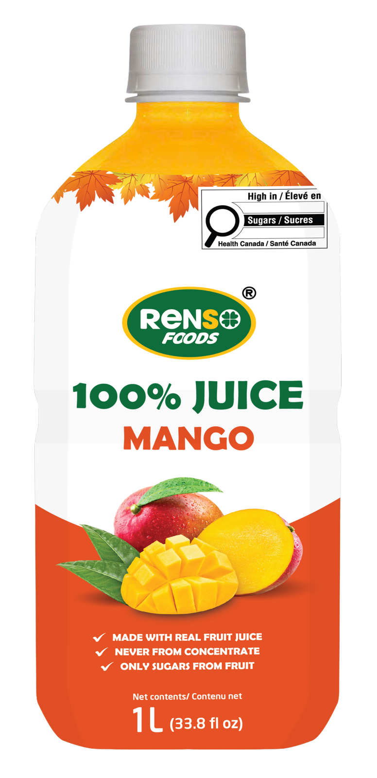 RENSO 100%果汁芒果（1升，12瓶/箱）
