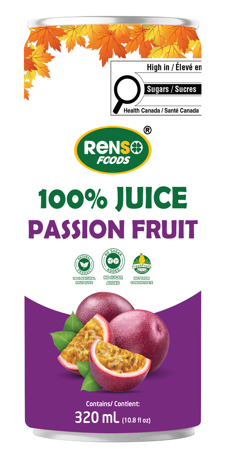 RENSO 100%果汁百香果（320毫升，24罐/箱）