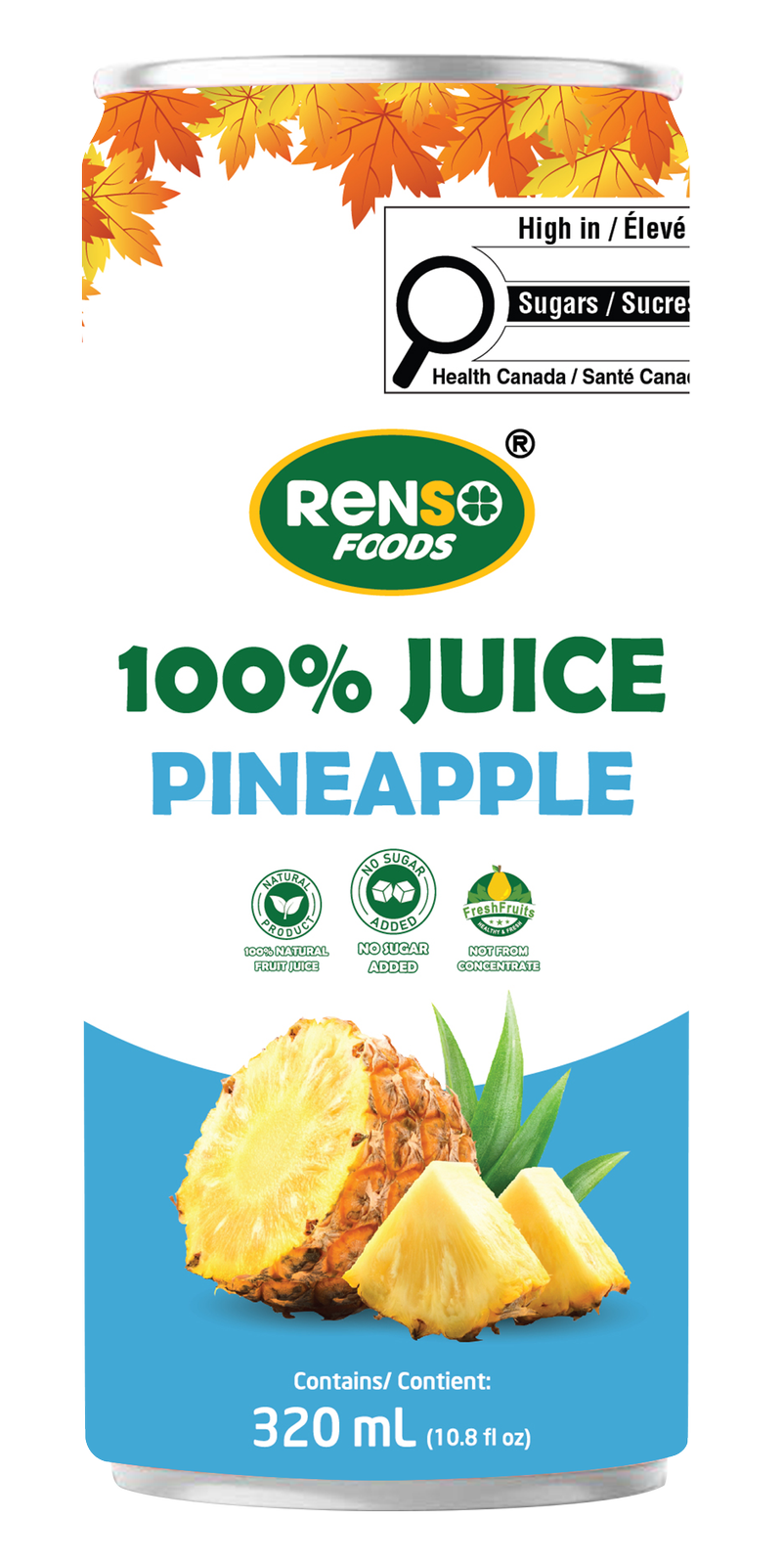 RENSO 100%果汁菠萝（320毫升，24罐/箱）