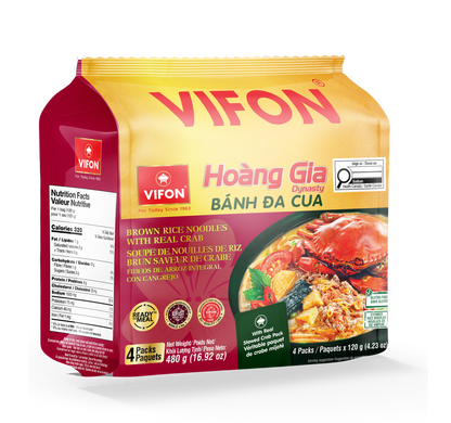 Mì gạo lứt ăn liền VIFON Hoàng Gia vị cua (120g; 18 gói/thùng)
