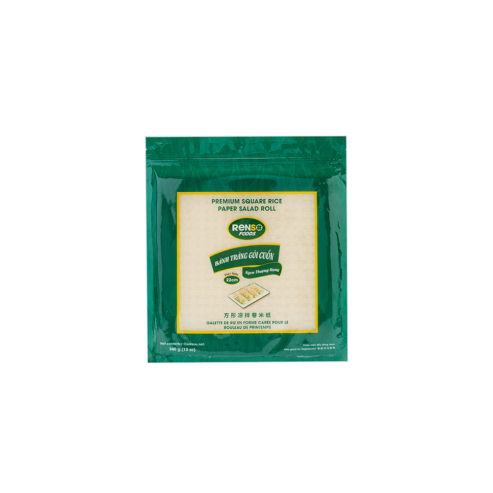 Renso Premium Square Rice Paper Salad Roll (22cm, 340g, 44 bags/case)