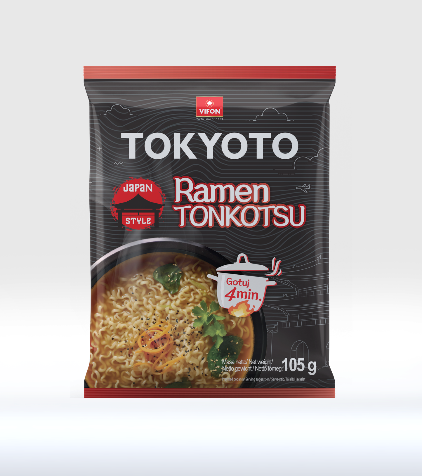 Mì Ramen VIFON Tokyoto Hương Vị Tonkotsu (105g, 20 gói/thùng)