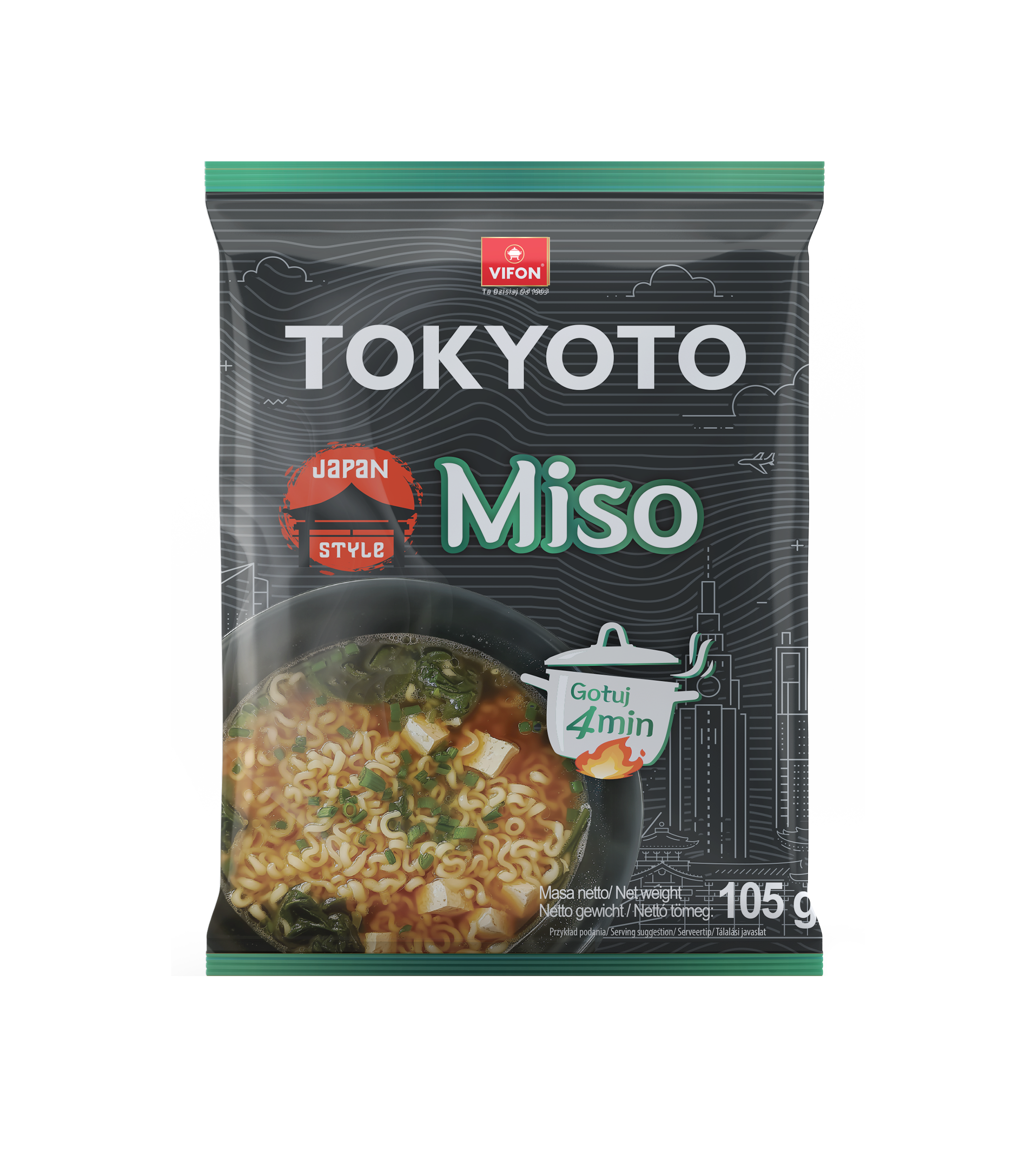 Mì ăn liền VIFON Tokyoto Hương vị Miso (105g, 20 gói/thùng)