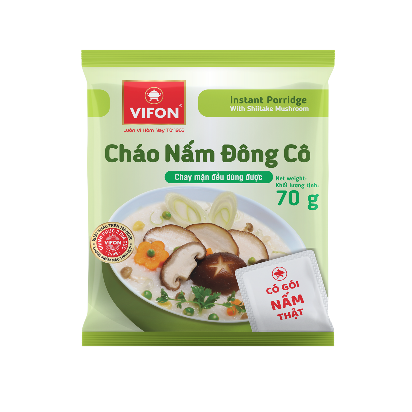 VIFON 香菇速食粥 (70克, 50袋/箱)