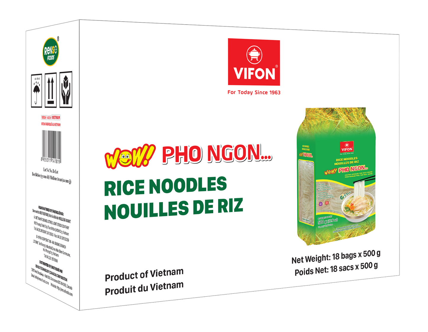 VIFON - RENSO Wow! Phở Ngon (500g, 18 gói/thùng)